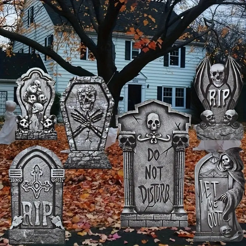 6pcs Halloween Tombstone Yard Signs with Stakes