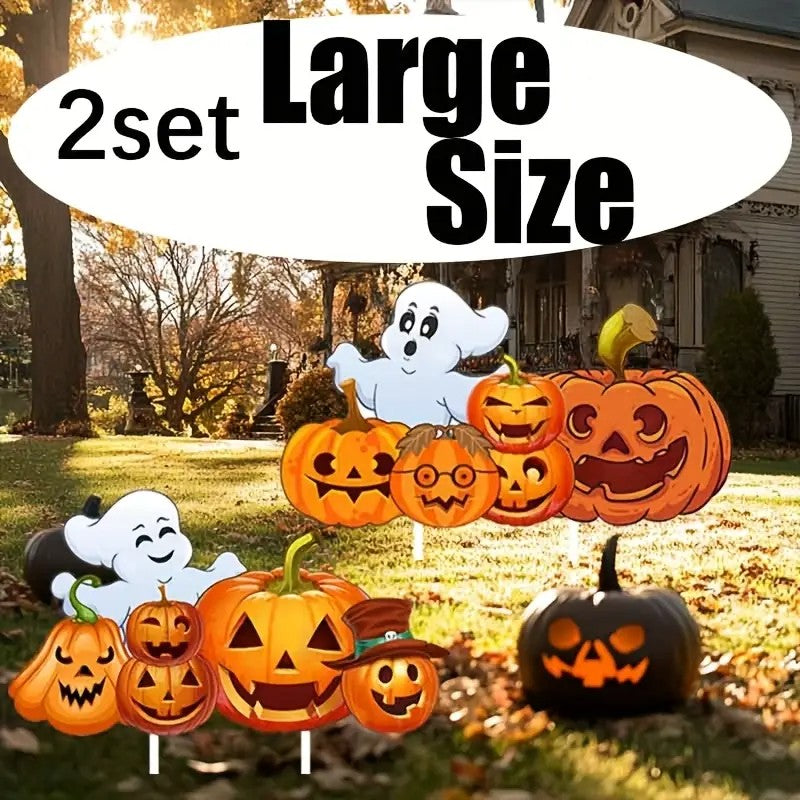 2D Flat 2pcs Set Large Size Halloween Yard Decoration Ground Stakes