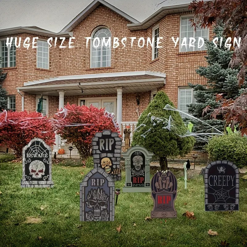 6pcs Halloween Cemetery Stake & Tombstone Yard Signs