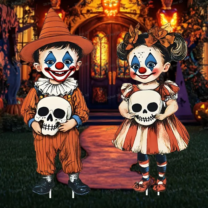 2pcs Large Size Halloween Boys And Girls Halloween Style Courtyard Plastic Signs