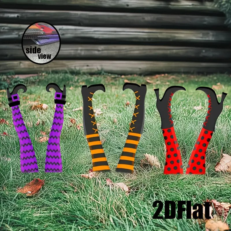 6pcs Halloween Witch Legs Yard Stakes