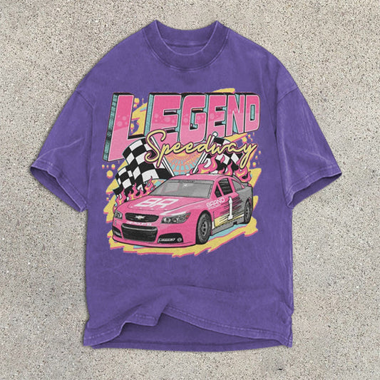 Camiseta de manga corta con estampado gráfico de carreras informales