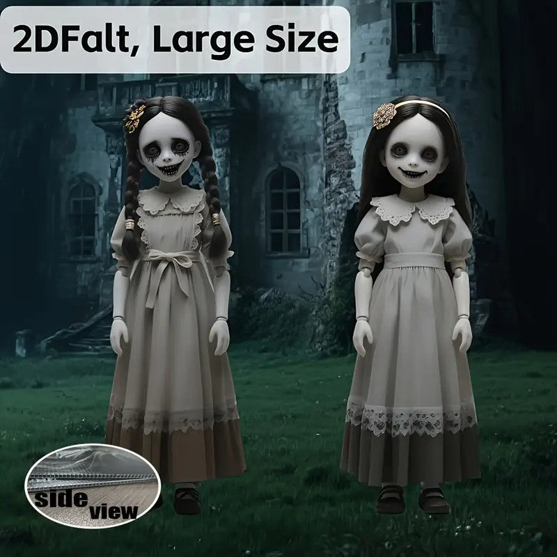 2D Flat 2 Large Scary Dolls Halloween Yard Decoration