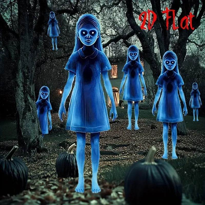 2 Sets Large Size Halloween Blue Little Devil Outdoor Garden Decoration Signs