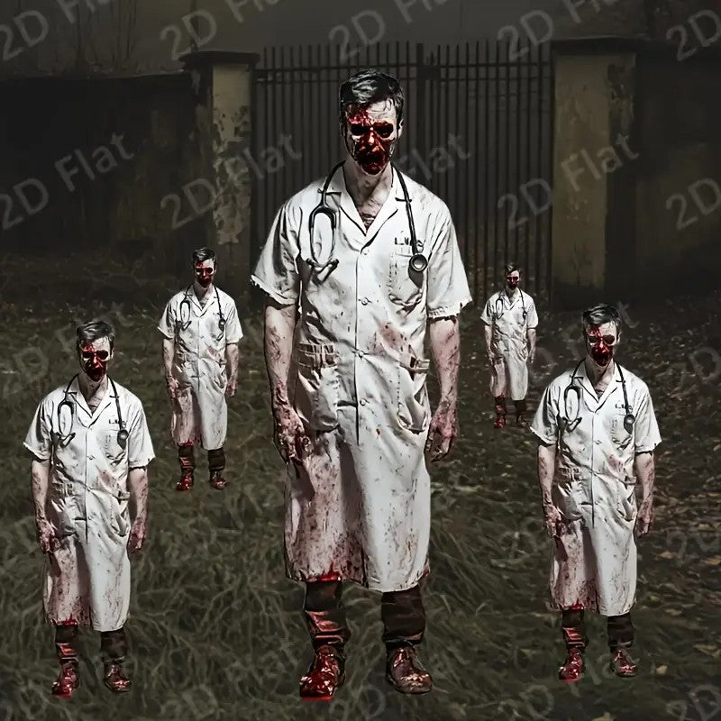 2pcs Large Halloween Doctor Nurse Shaped Courtyard Plastic Signs,