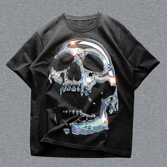 Camiseta informal de manga corta con estampado de calavera