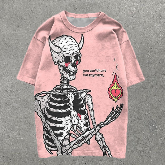 Camiseta informal de manga corta con estampado de calavera