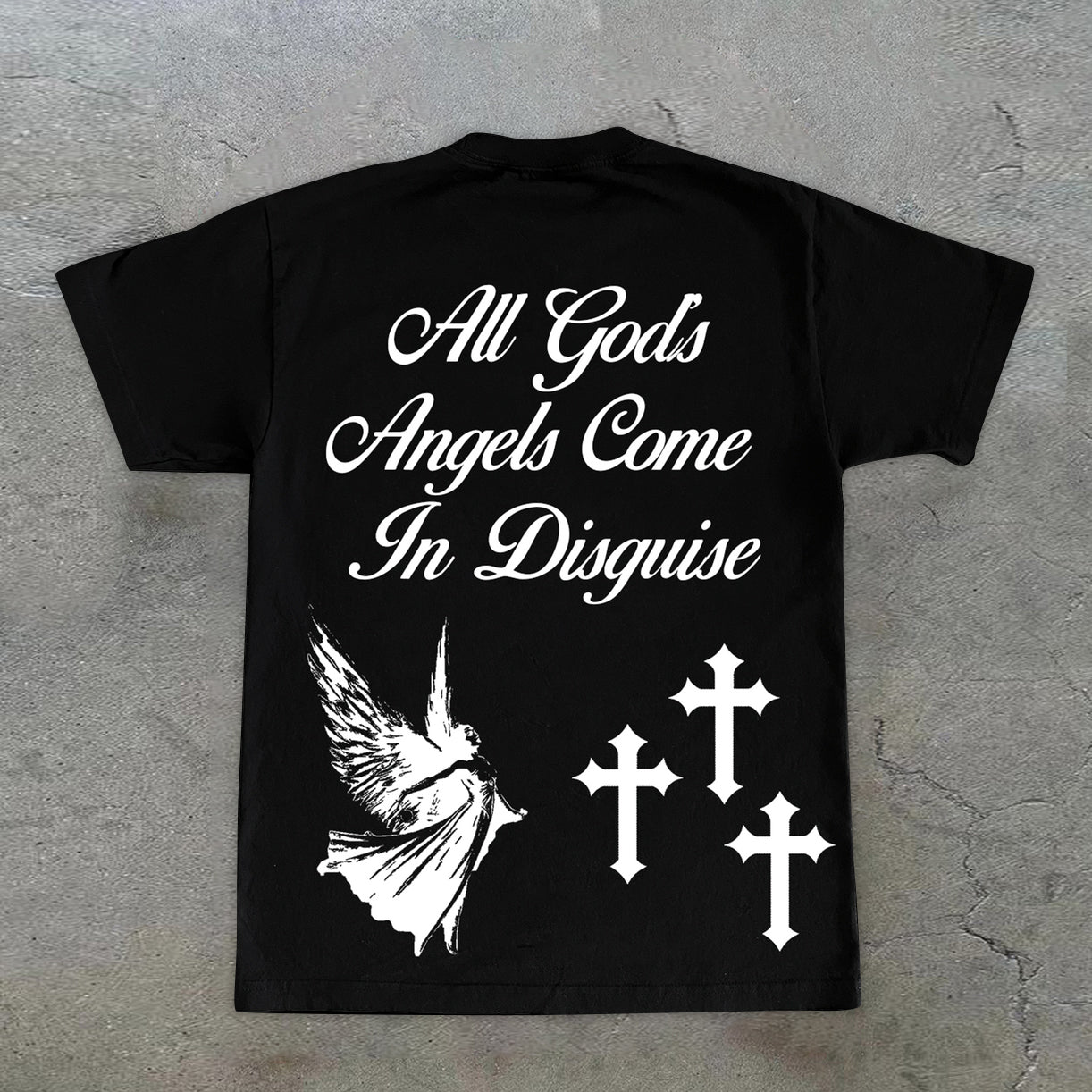 Camiseta de manga corta con estampado vintage de ángel y fe