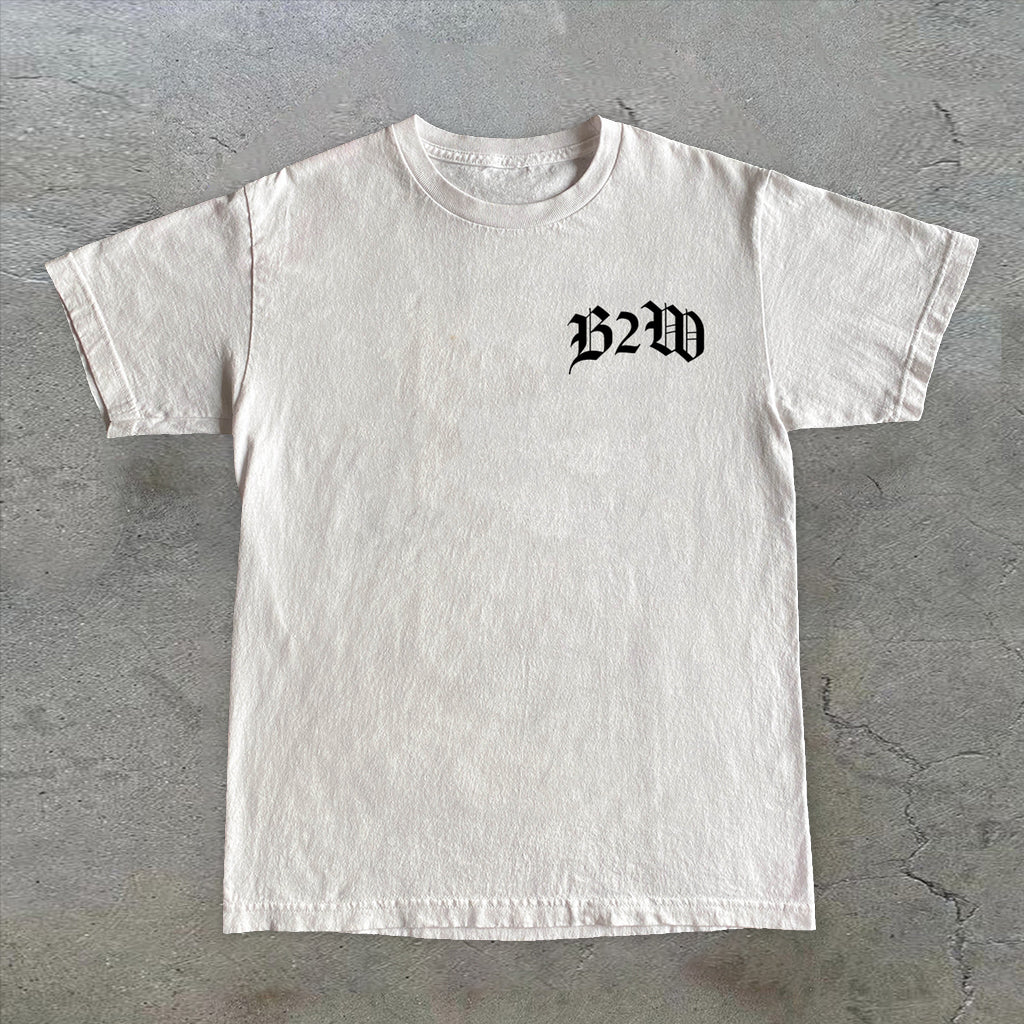 Camiseta de manga corta con estampado vintage de ángel y fe