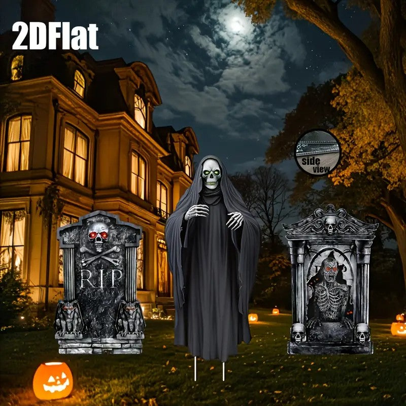 2D Flat Set of 3pcs Halloween Garden Decoration Ornaments