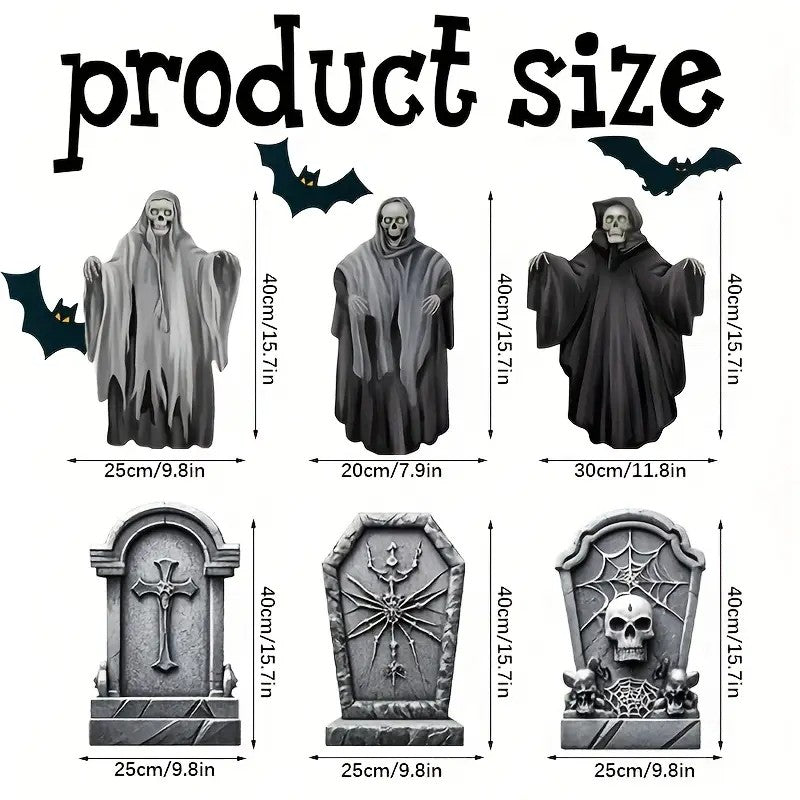6pcs Halloween Tombstone Set - Garden & Haunted House Decoration for Pile Decorations for Halloween Parties