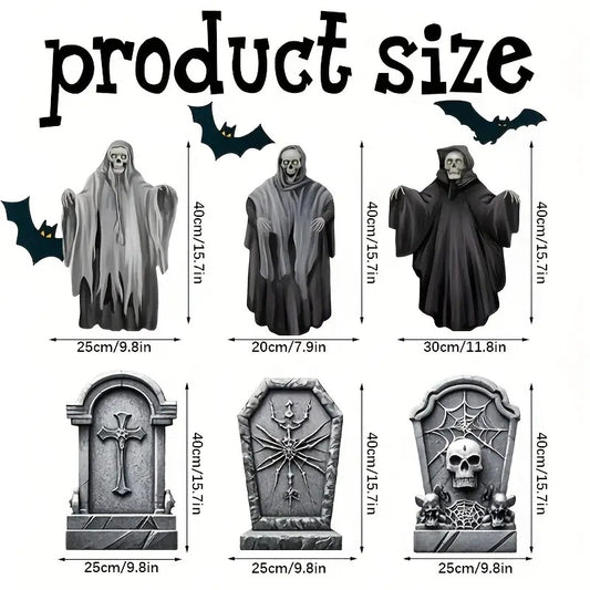 6pcs Halloween Tombstone Set - Garden & Haunted House Decoration for Pile Decorations for Halloween Parties