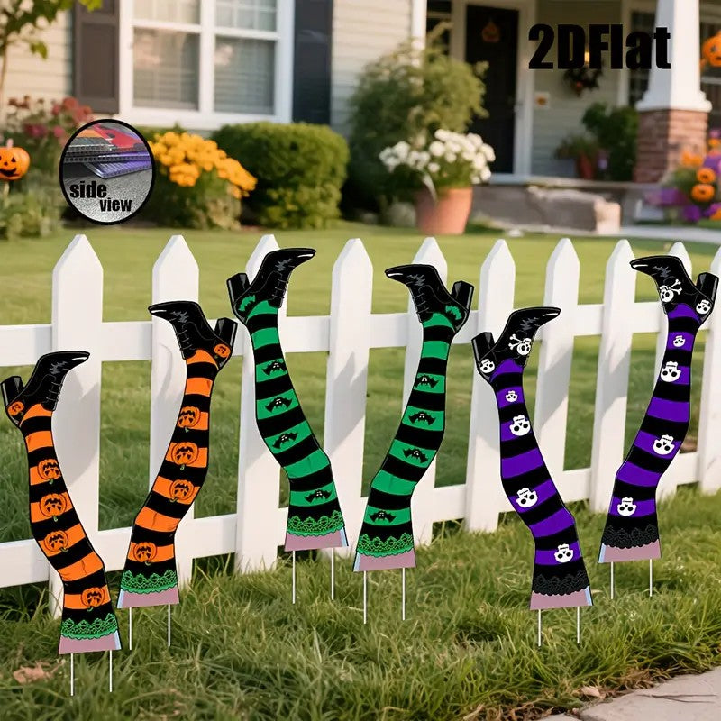 6pcs Halloween Witch Legs Garden Stakes