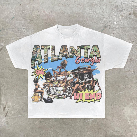 Camiseta holgada de manga corta con estilo retro y estilo callejero