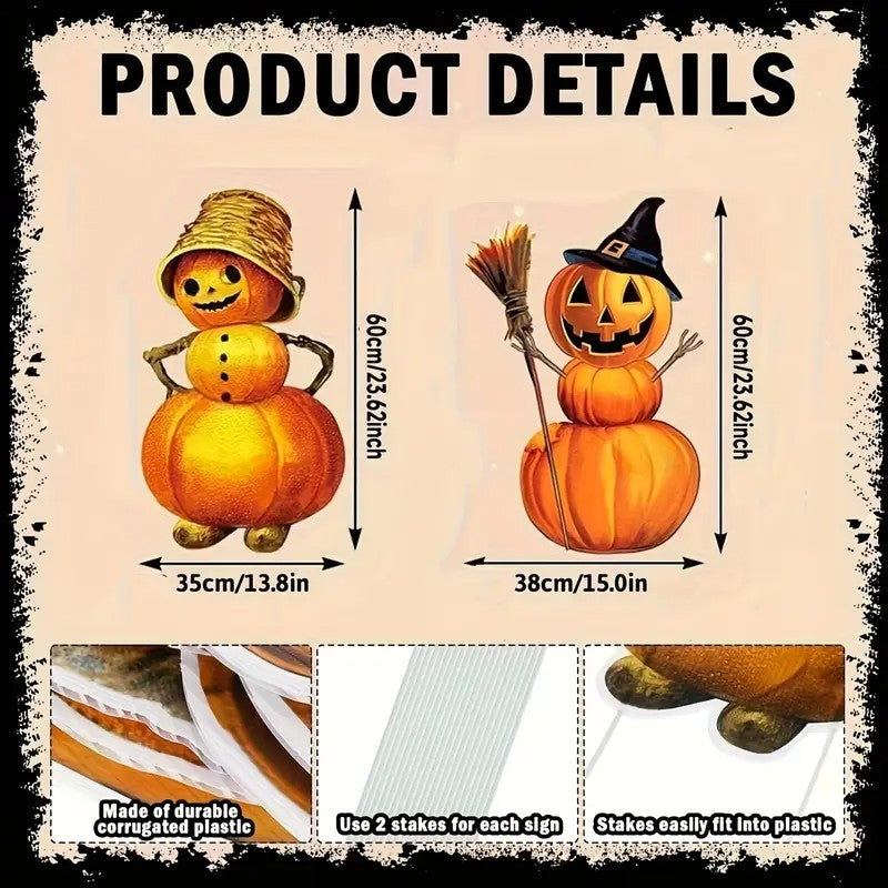 2pcs Halloween Large Size Pumpkin Yard Decoration Sign