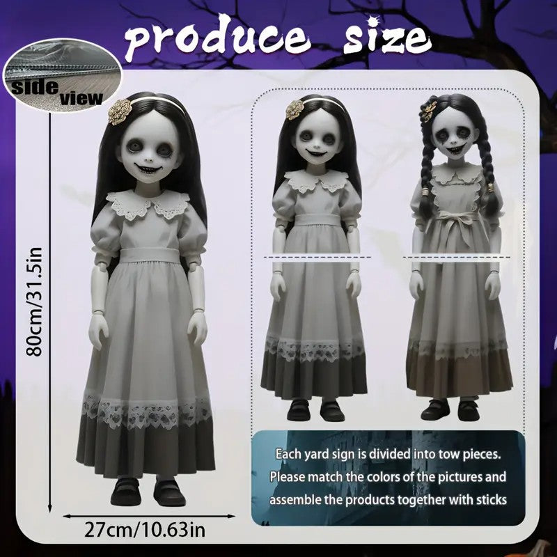 2D Flat 2 Large Scary Dolls Halloween Yard Decoration