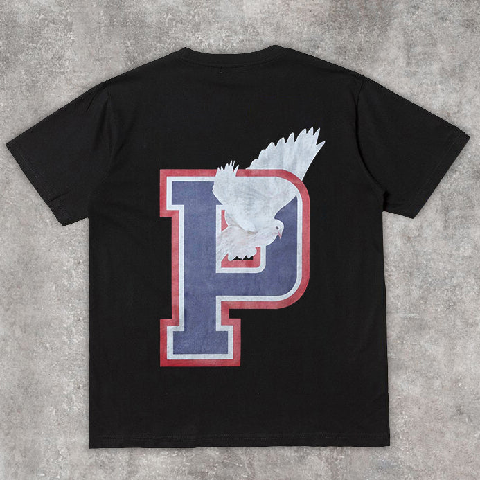 Camiseta de manga corta con estampado retro Tide Dove