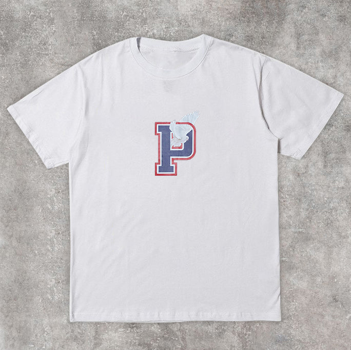 Camiseta de manga corta con estampado retro Tide Dove