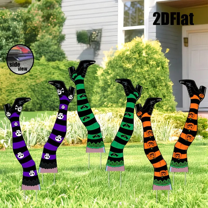 6pcs Halloween Witch Legs Garden Stakes