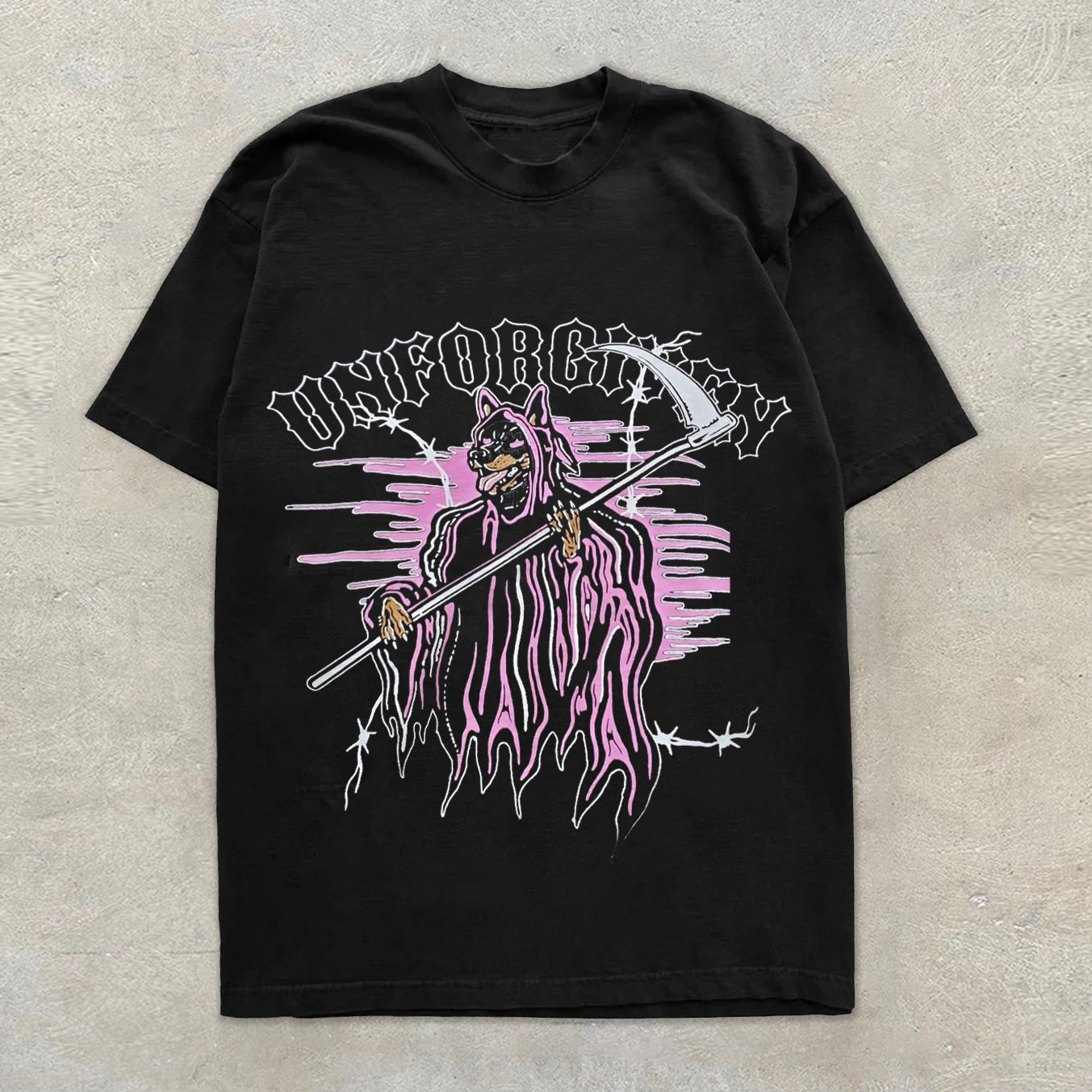 Camiseta holgada de manga corta con estampado gráfico callejero personalizado