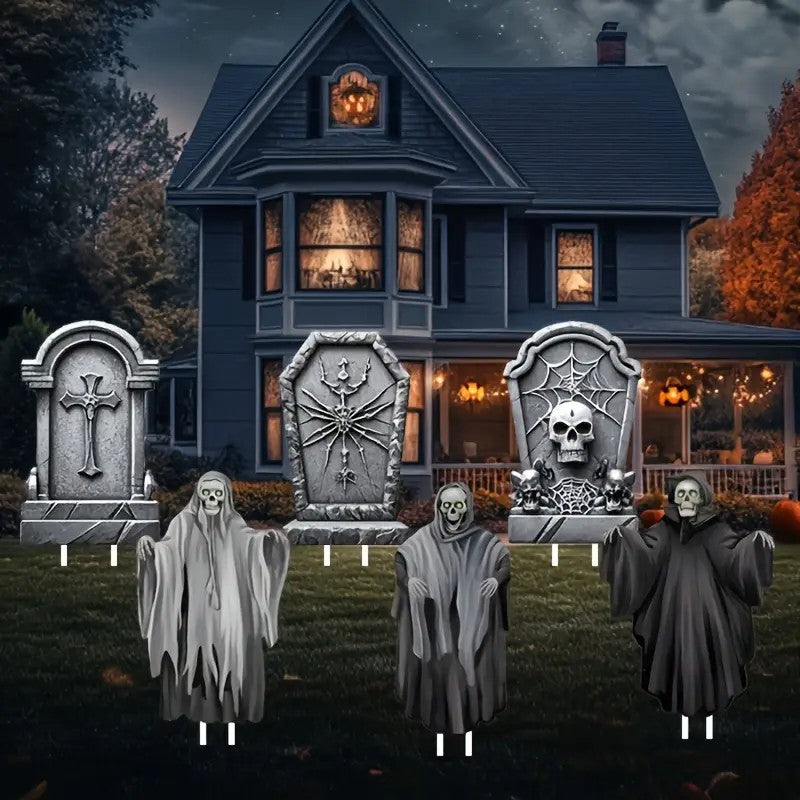 6pcs Halloween Tombstone Set - Garden & Haunted House Decoration for Pile Decorations for Halloween Parties