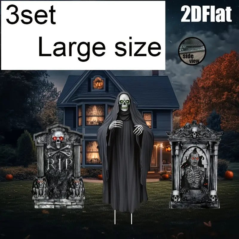 2D Flat Set of 3pcs Halloween Garden Decoration Ornaments