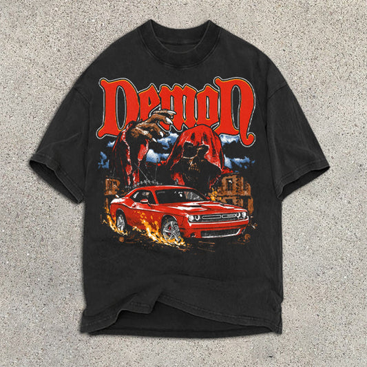 Kurzärmliges T-Shirt mit Skull Racing-Print