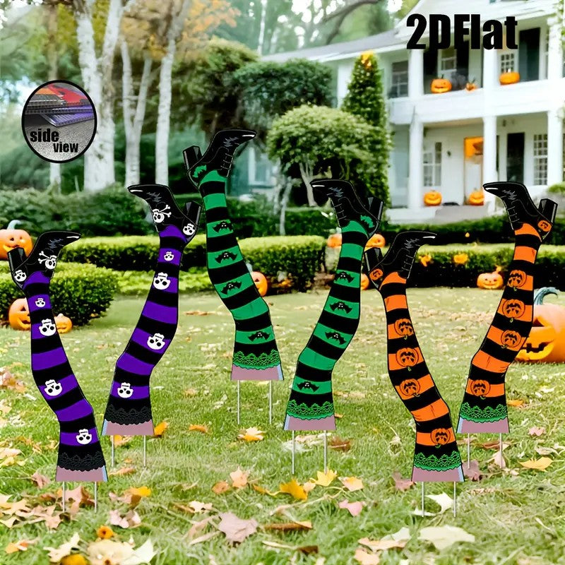 6pcs Halloween Witch Legs Garden Stakes