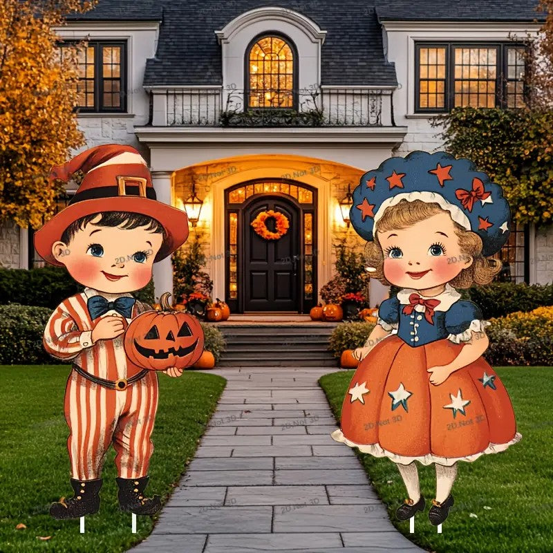 2pcs Large Size Halloween Boys And Girls Halloween Style Courtyard Plastic Signs