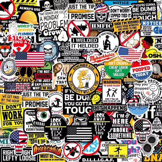 150pcs Hard Hat Stickers Pack(DIRTY) - Perfect for Helmets, Toolboxes..