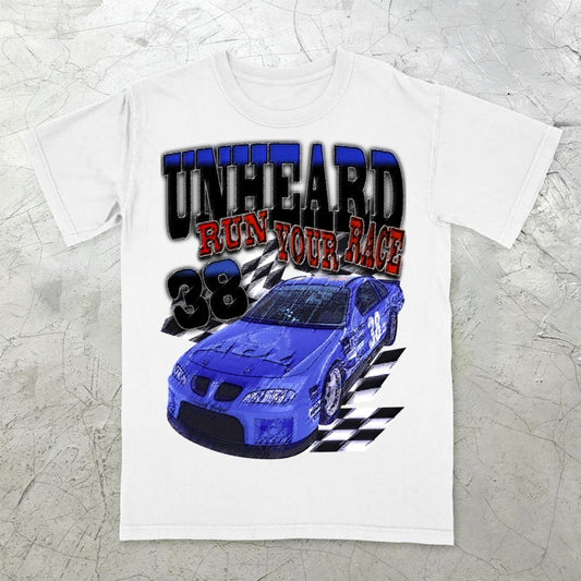 Camiseta de manga corta de estilo hip hop callejero con diseño de coches y rock