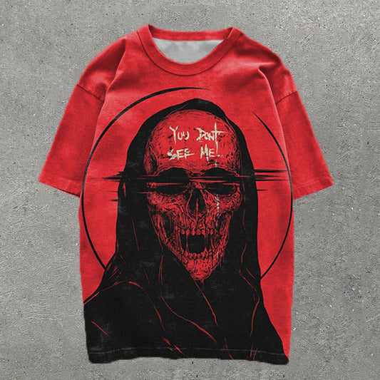 Camiseta con estampado de calavera "No me ves"