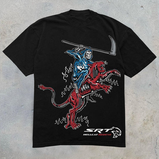 Camiseta de manga corta con cuello redondo y personalidad de estilo callejero