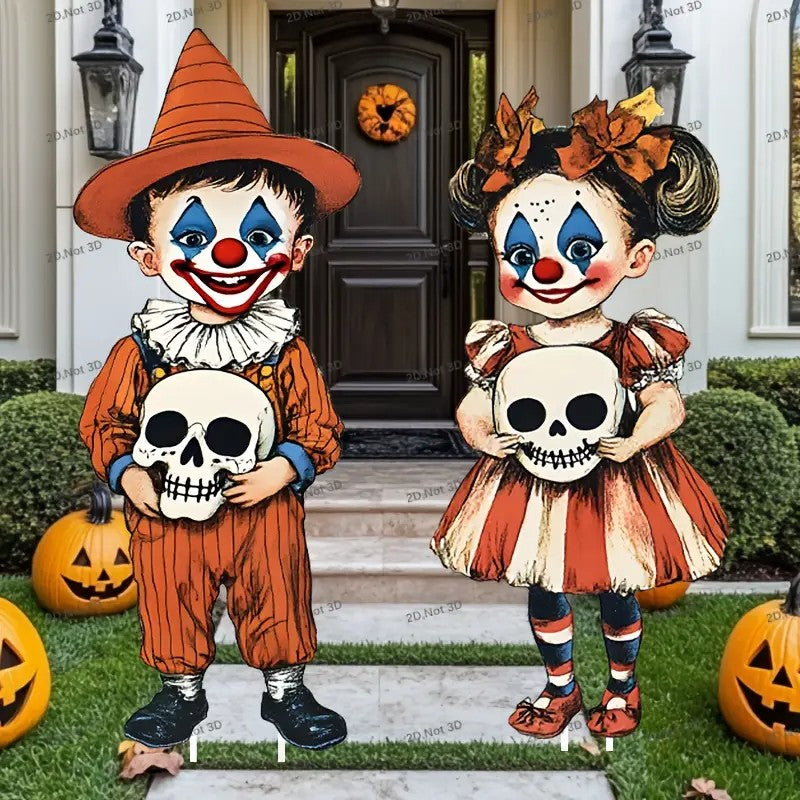2pcs Large Size Halloween Boys And Girls Halloween Style Courtyard Plastic Signs