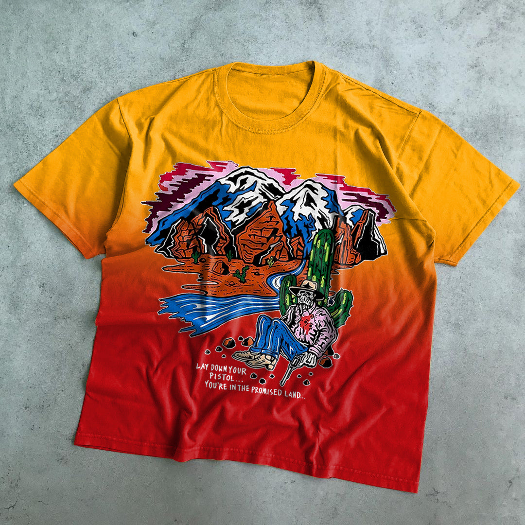 Camiseta de manga corta holgada con efecto tie-dye en contraste de colores