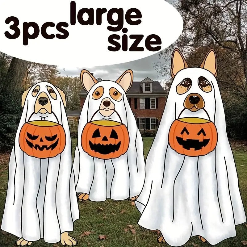 3pcs Halloween Yard Decorations Dog Outdoor Signs Plastic