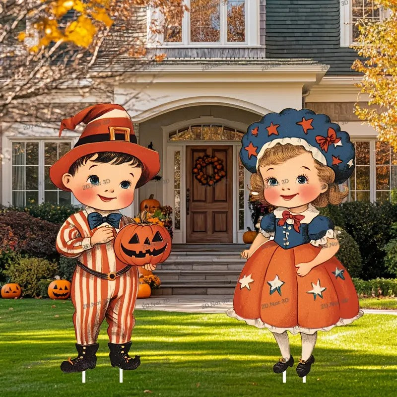 2pcs Large Size Halloween Boys And Girls Halloween Style Courtyard Plastic Signs