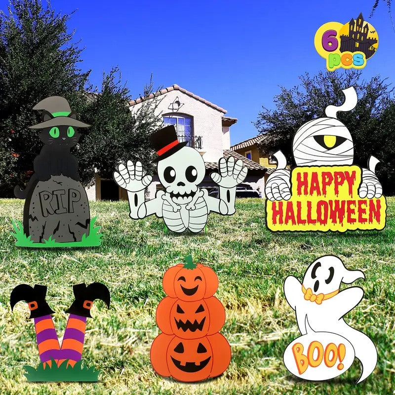 6 Halloween Yard Signs and Stakes