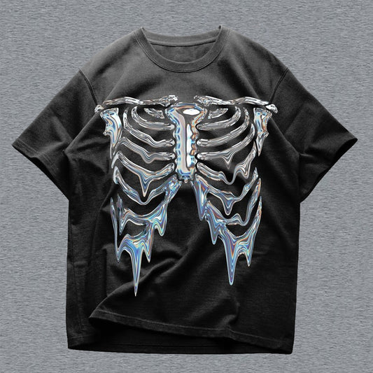Camiseta informal de manga corta con estampado de canalé