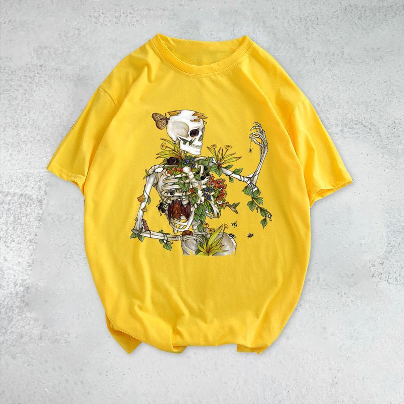 Camiseta de manga corta con estampado divertido de calavera personalizada