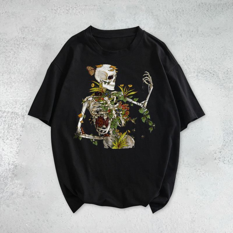 Camiseta de manga corta con estampado divertido de calavera personalizada