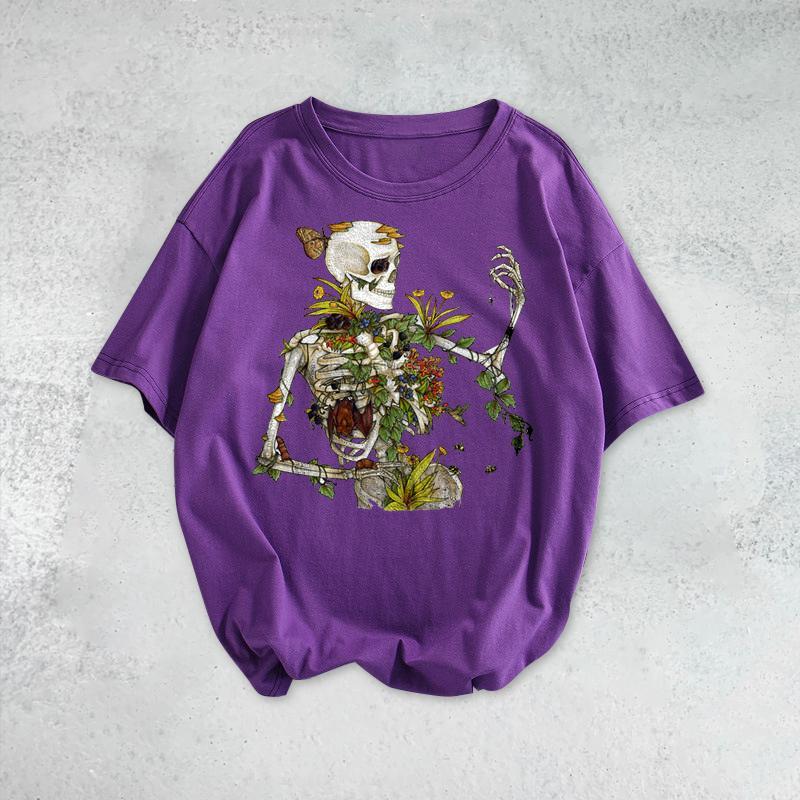 Camiseta de manga corta con estampado divertido de calavera personalizada
