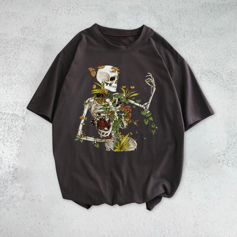 Camiseta de manga corta con estampado divertido de calavera personalizada