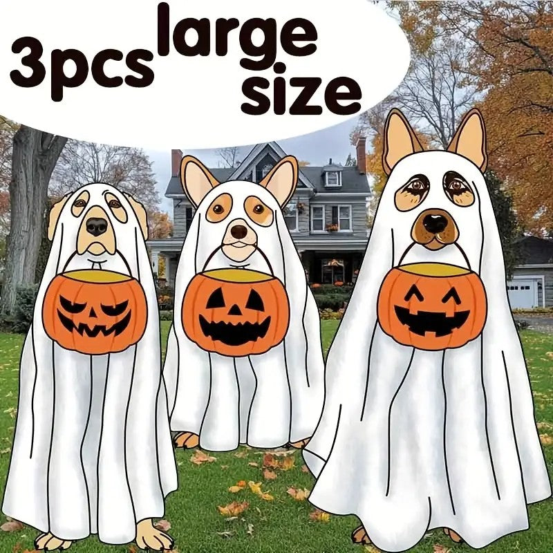 3pcs Halloween Yard Decorations Dog Outdoor Signs Plastic