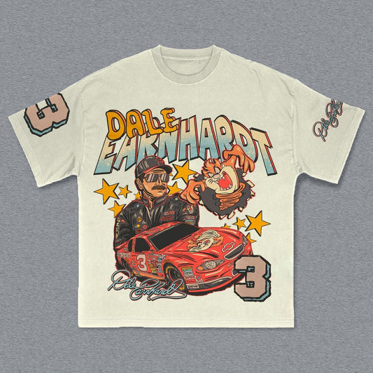 Camiseta de manga corta con estampado de dibujos animados y coches