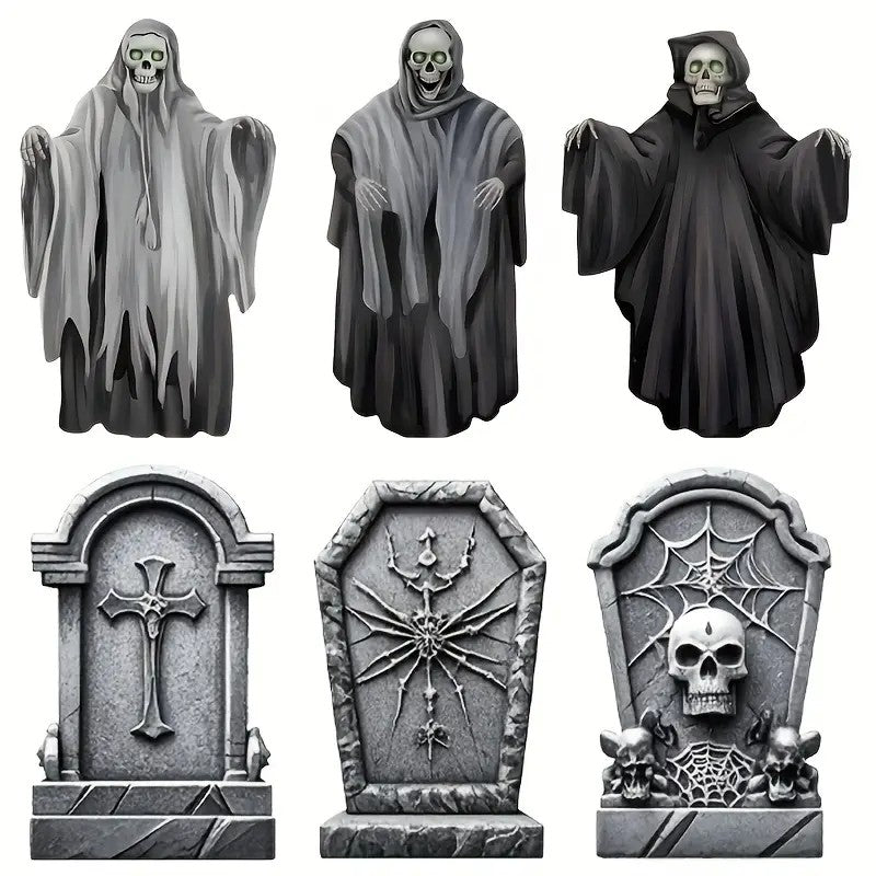 6pcs Halloween Tombstone Set - Garden & Haunted House Decoration for Pile Decorations for Halloween Parties