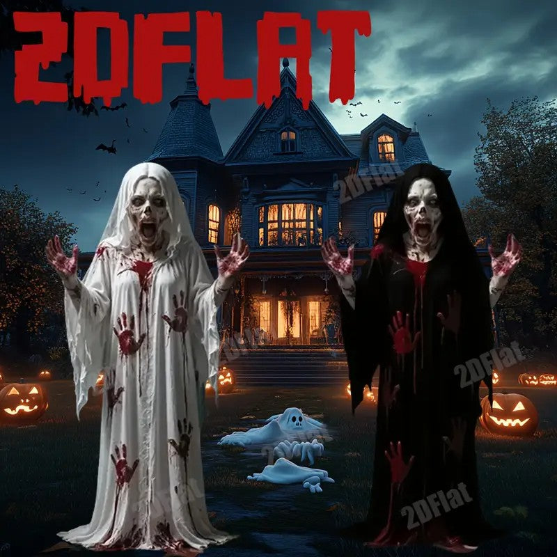 2D Flat 2pcs Large Halloween Yard Decoration Ground Stakes
