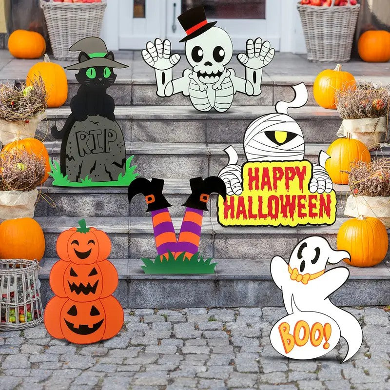 6 Halloween Yard Signs and Stakes