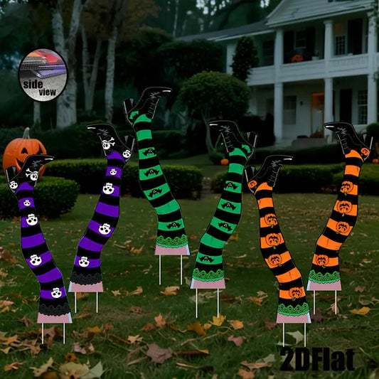 6pcs Halloween Witch Legs Garden Stakes