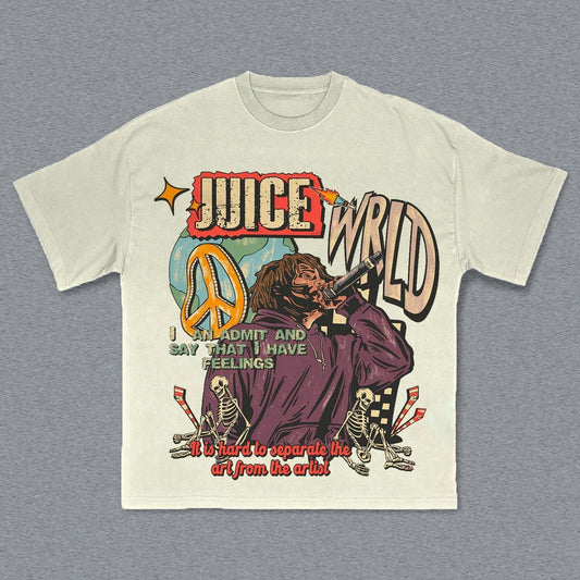 Rapper & Skull Print Short Sleeve T-Shirt
